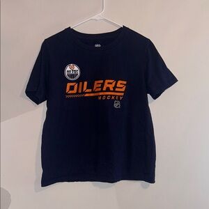 NHL Edmonton Oilers Blue and Orange Short Sleeve Tee